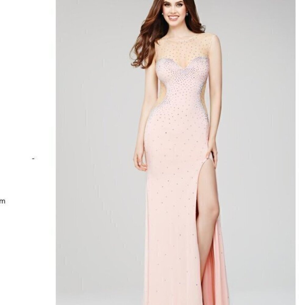 Jovani Prom 31073 Blush Pink Rhinestone Illusion dress